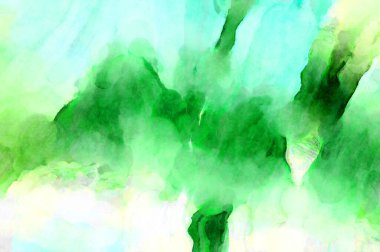 Soyut suluboya sanat eserleri. Fırça boyalı dijital resim. Renkli yaratıcı suluboya çizimi.