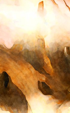 Soyut suluboya sanat eserleri. Fırça boyalı dijital resim. Renkli yaratıcı suluboya çizimi.