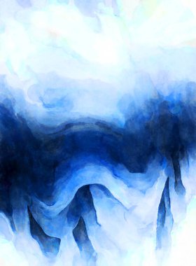 Soyut suluboya sanat eserleri. Fırça boyalı dijital resim. Renkli yaratıcı suluboya çizimi.