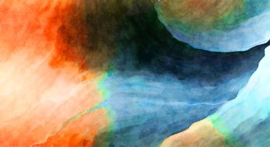 Soyut suluboya sanat eserleri. Fırça boyalı dijital resim. Renkli yaratıcı suluboya çizimi.