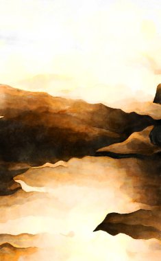 Soyut suluboya sanat eserleri. Fırça boyalı dijital resim. Renkli yaratıcı suluboya çizimi.