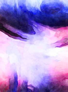 Soyut suluboya sanat eserleri. Fırça boyalı dijital resim. Renkli yaratıcı suluboya çizimi.