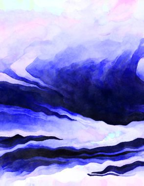 Soyut suluboya sanat eserleri. Fırça boyalı dijital resim. Renkli yaratıcı suluboya çizimi.