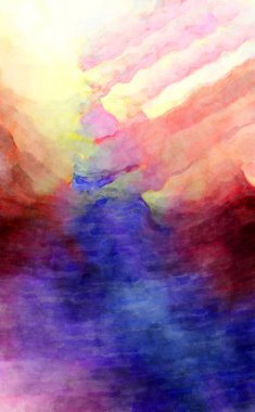 Soyut suluboya sanat eserleri. Fırça boyalı dijital resim. Renkli yaratıcı suluboya çizimi.