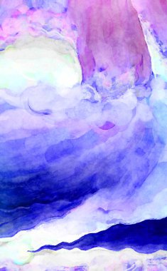 Soyut suluboya sanat eserleri. Fırça boyalı dijital resim. Renkli yaratıcı suluboya çizimi.