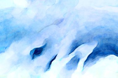 Soyut suluboya sanat eserleri. Fırça boyalı dijital resim. Renkli yaratıcı suluboya çizimi.