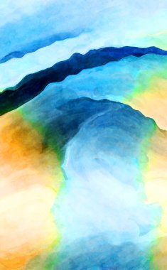 Soyut suluboya sanat eserleri. Fırça boyalı dijital resim. Renkli yaratıcı suluboya çizimi.