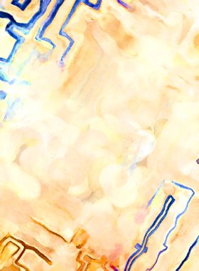 Soyut suluboya sanat eserleri. Fırça boyalı dijital resim. Renkli yaratıcı suluboya çizimi.