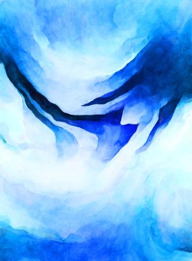 Soyut suluboya sanat eserleri. Fırça boyalı dijital resim. Renkli yaratıcı suluboya çizimi.