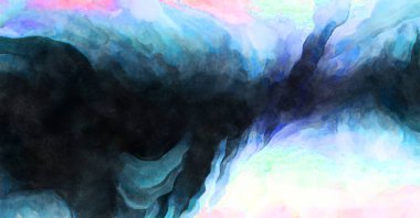 Soyut suluboya sanat eserleri. Fırça boyalı dijital resim. Renkli yaratıcı suluboya çizimi.