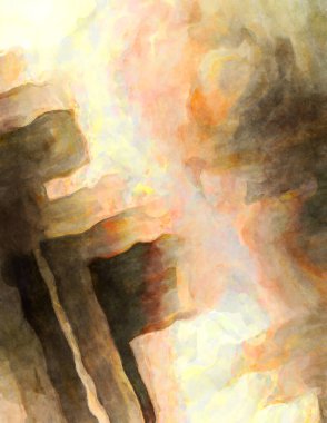 Soyut suluboya sanat eserleri. Fırça boyalı dijital resim. Renkli yaratıcı suluboya çizimi.