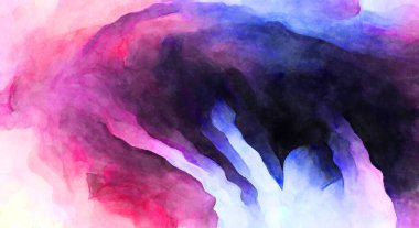 Soyut suluboya sanat eserleri. Fırça boyalı dijital resim. Renkli yaratıcı suluboya çizimi.