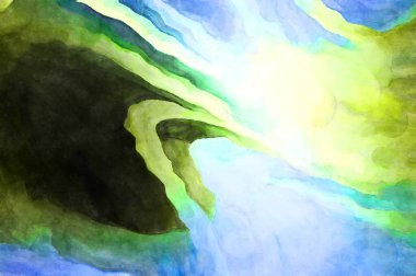 Soyut suluboya sanat eserleri. Fırça boyalı dijital resim. Renkli yaratıcı suluboya çizimi.