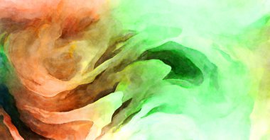 Soyut suluboya sanat eserleri. Fırça boyalı dijital resim. Renkli yaratıcı suluboya çizimi.