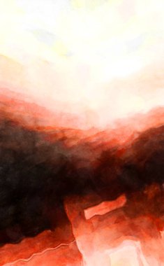 Soyut suluboya sanat eserleri. Fırça boyalı dijital resim. Renkli yaratıcı suluboya çizimi.