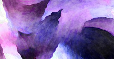 Soyut suluboya sanat eserleri. Fırça boyalı dijital resim. Renkli yaratıcı suluboya çizimi.