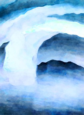 Soyut suluboya sanat eserleri. Fırça boyalı dijital resim. Renkli yaratıcı suluboya çizimi.