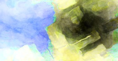 Soyut suluboya sanat eserleri. Fırça boyalı dijital resim. Renkli yaratıcı suluboya çizimi.