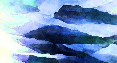 Soyut suluboya sanat eserleri. Fırça boyalı dijital resim. Renkli yaratıcı suluboya çizimi.