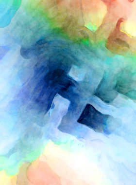 Soyut suluboya sanat eserleri. Fırça boyalı dijital resim. Renkli yaratıcı suluboya çizimi.