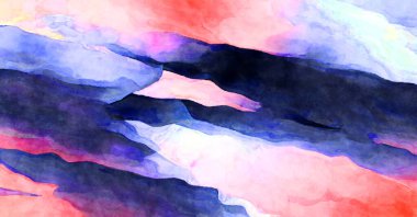 Soyut suluboya sanat eserleri. Fırça boyalı dijital resim. Renkli yaratıcı suluboya çizimi.