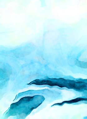 Soyut suluboya sanat eserleri. Fırça boyalı dijital resim. Renkli yaratıcı suluboya çizimi.