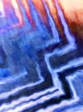 Soyut suluboya sanat eserleri. Fırça boyalı dijital resim. Renkli yaratıcı suluboya çizimi.