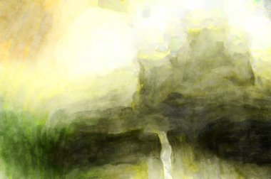 Soyut suluboya sanat eserleri. Fırça boyalı dijital resim. Renkli yaratıcı suluboya çizimi.