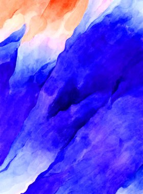 Soyut suluboya sanat eserleri. Fırça boyalı dijital resim. Renkli yaratıcı suluboya çizimi.