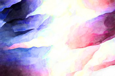 Soyut suluboya sanat eserleri. Fırça boyalı dijital resim. Renkli yaratıcı suluboya çizimi.