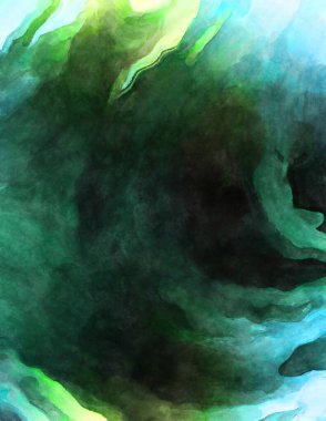 Soyut suluboya sanat eserleri. Fırça boyalı dijital resim. Renkli yaratıcı suluboya çizimi.