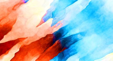 Soyut suluboya sanat eserleri. Fırça boyalı dijital resim. Renkli yaratıcı suluboya çizimi.