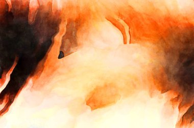 Soyut suluboya sanat eserleri. Fırça boyalı dijital resim. Renkli yaratıcı suluboya çizimi.