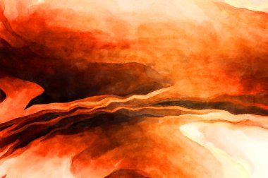 Soyut suluboya sanat eserleri. Fırça boyalı dijital resim. Renkli yaratıcı suluboya çizimi.