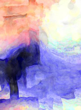 Soyut suluboya sanat eserleri. Fırça boyalı dijital resim. Renkli yaratıcı suluboya çizimi.