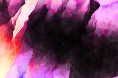 Soyut suluboya sanat eserleri. Fırça boyalı dijital resim. Renkli yaratıcı suluboya çizimi.