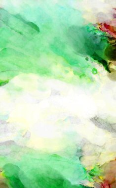 Soyut suluboya sanat eserleri. Fırça boyalı dijital resim. Renkli yaratıcı suluboya çizimi.