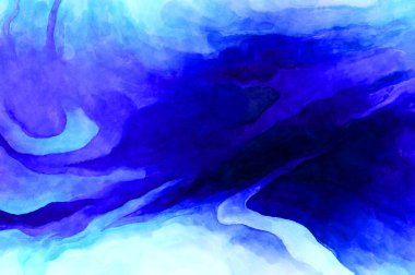 Soyut suluboya sanat eserleri. Fırça boyalı dijital resim. Renkli yaratıcı suluboya çizimi.