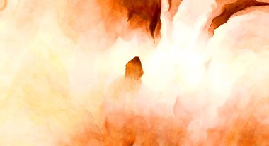 Soyut suluboya sanat eserleri. Fırça boyalı dijital resim. Renkli yaratıcı suluboya çizimi.