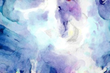 Soyut suluboya sanat eserleri. Fırça boyalı dijital resim. Renkli yaratıcı suluboya çizimi.