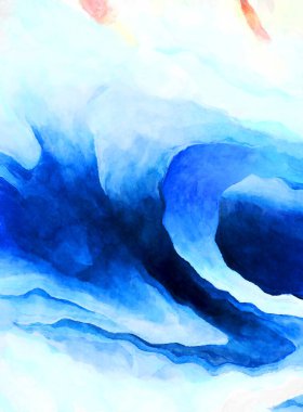 Soyut suluboya sanat eserleri. Fırça boyalı dijital resim. Renkli yaratıcı suluboya çizimi.