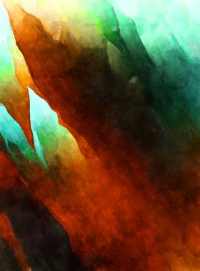 Soyut suluboya sanat eserleri. Fırça boyalı dijital resim. Renkli yaratıcı suluboya çizimi.