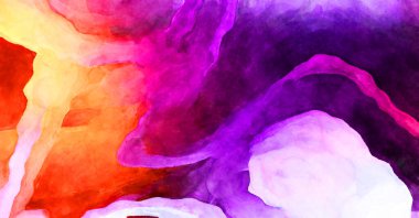 Soyut suluboya sanat eserleri. Fırça boyalı dijital resim. Renkli yaratıcı suluboya çizimi.