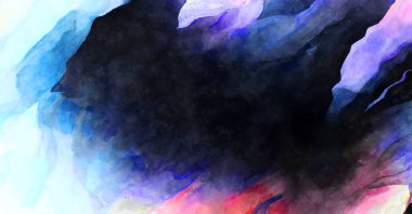 Soyut suluboya sanat eserleri. Fırça boyalı dijital resim. Renkli yaratıcı suluboya çizimi.