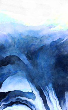 Soyut suluboya sanat eserleri. Fırça boyalı dijital resim. Renkli yaratıcı suluboya çizimi.