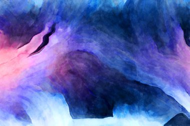 Soyut suluboya sanat eserleri. Fırça boyalı dijital resim. Renkli yaratıcı suluboya çizimi.