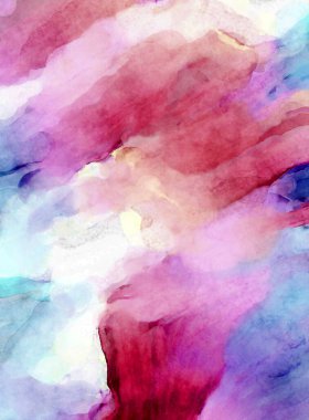 Soyut suluboya sanat eserleri. Fırça boyalı dijital resim. Renkli yaratıcı suluboya çizimi.