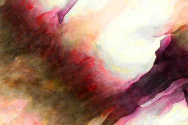 Soyut suluboya sanat eserleri. Fırça boyalı dijital resim. Renkli yaratıcı suluboya çizimi.