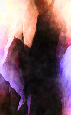 Soyut suluboya sanat eserleri. Fırça boyalı dijital resim. Renkli yaratıcı suluboya çizimi.