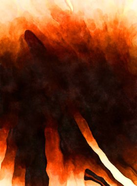 Soyut suluboya sanat eserleri. Fırça boyalı dijital resim. Renkli yaratıcı suluboya çizimi.